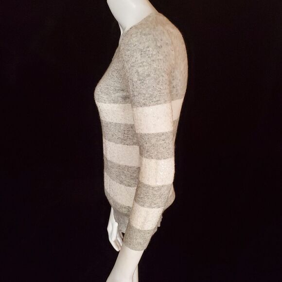 J. Crew Gray & White Striped Sequined Sweater (XXS) - Picture 4 of 6